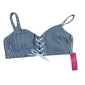 Xhilaration Juniors' Blue and White Striped Bikini Top - Size D/DD - NWT